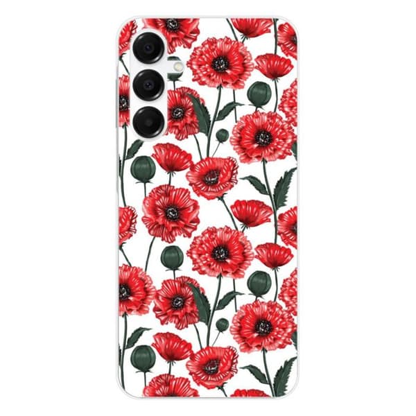 Siliconefodral med tryck kompatibel med Samsung Galaxy A16 Poppyblommor