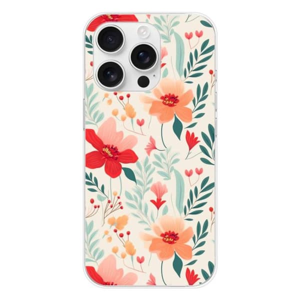 Siliconfodral med tryck kompatibel med Apple iPhone 16 Pro Flower wall
