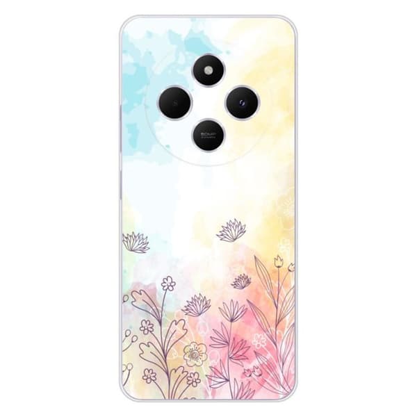 Silicone-fodral med tryck som är kompatibelt med Xiaomi Redmi 14C 4G, akvarellblommor
