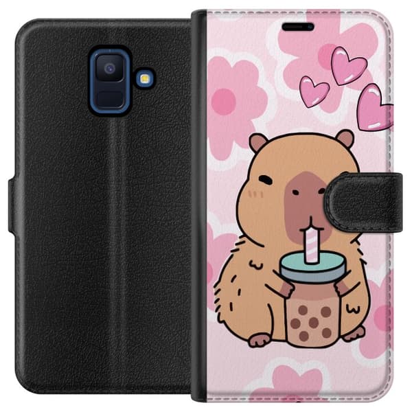 Samsung Galaxy A6 (2018) Lompakkokotelo Kawaii Capybara Sydän Anime-tyyli Söpö Suunnittelu Eläinaihe TikTok Suosittu Lahja Tyttö