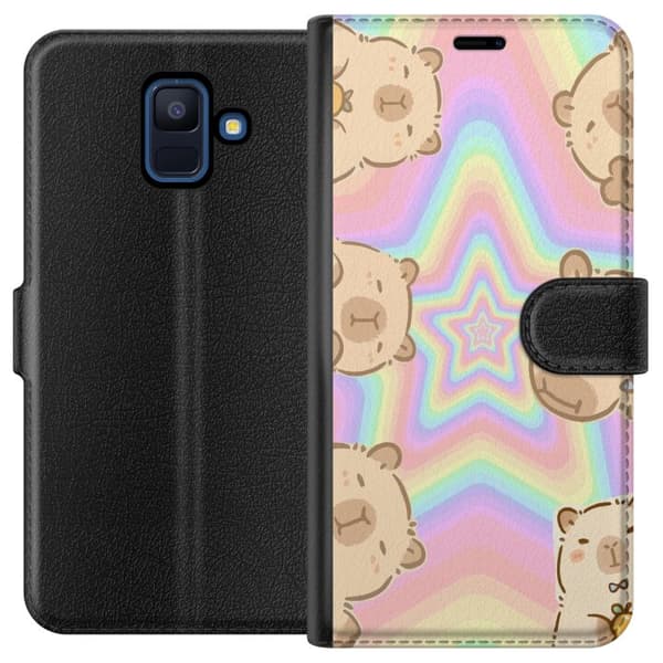 Samsung Galaxy A6 (2018) Lompakkokotelo Kawaii Capybara Galaxy Söpö Anime Eläin Avaruusteema Kawaii Trendi Lahja TikTok-suunnittelu