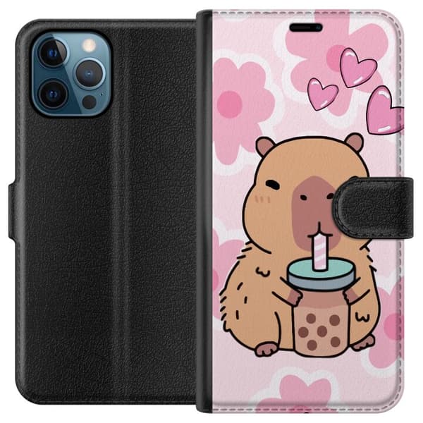 Apple iPhone 12 Pro Lommeboketui Kawaii Capybara Hjerteanime Stil Søt Design Dyretema TikTok Populær Gave Jente