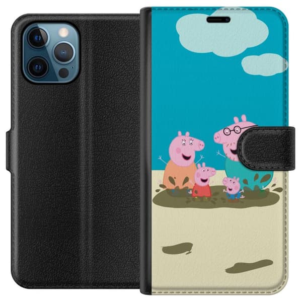 Apple iPhone 12 Pro Tegnebogsetui Greta Gris Familie Georg Mudderpøl Børnemotiv Serie Populær Børnekarakter Glæde