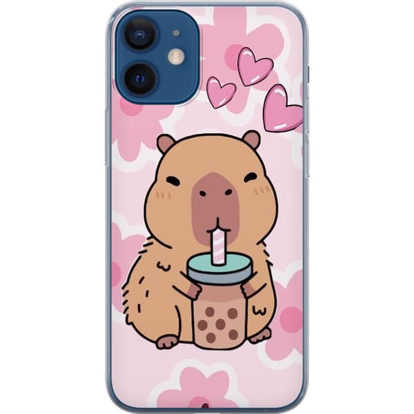 Apple iPhone 12 mini Gjennomsiktig deksel Kawaii Capybara Hjerteanime Stil Søt Design Dyretema TikTok Populær Gave Jente