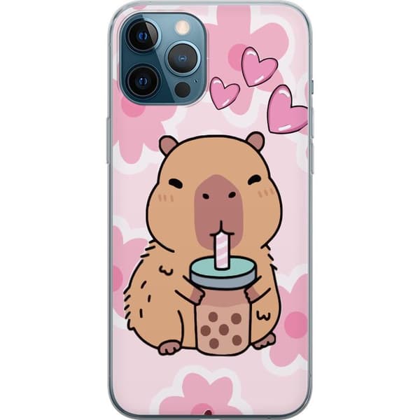 Apple iPhone 12 Pro Max Gjennomsiktig deksel Kawaii Capybara Hjerteanime Stil Søt Design Dyretema TikTok Populær Gave Jente
