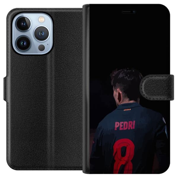 Apple iPhone 13 Pro Lommeboketui Pedri FC Barcelona Fotball Spansk Midtbanespiller Mål Sportsmotivasjon Fans Barn Ungdom
