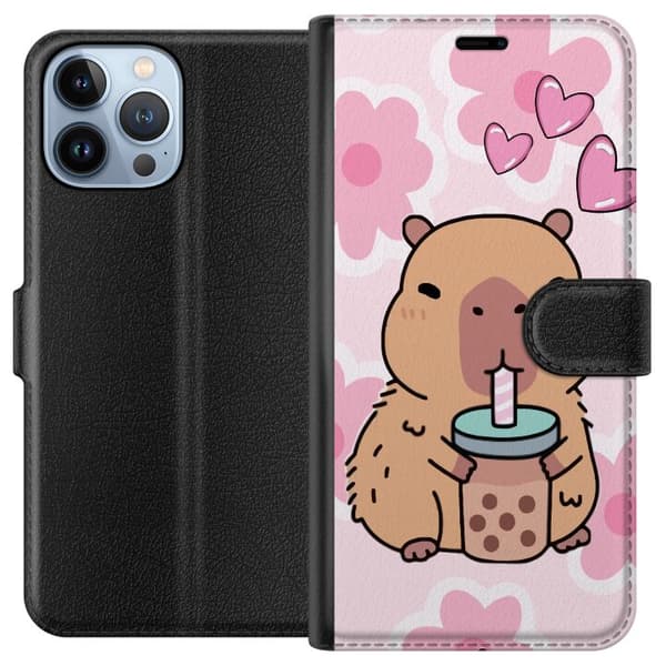 Apple iPhone 13 Pro Max Tegnebogsetui Kawaii Capybara Hjerte Anime Stil Sød Design Dyremotiv TikTok Populær Gave Pige