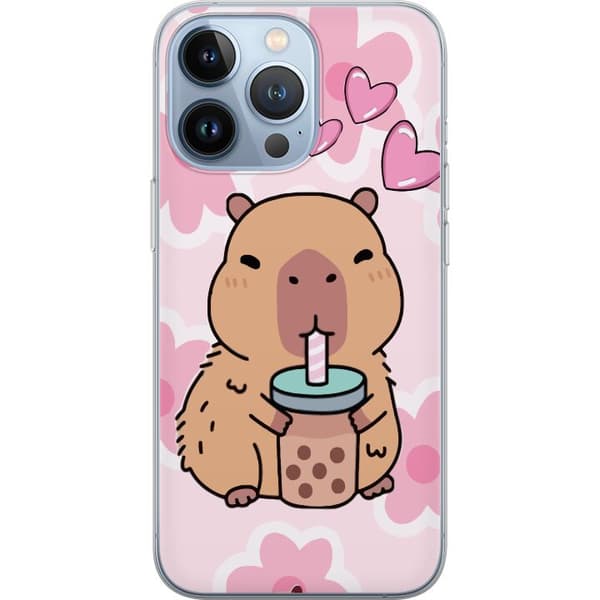 Apple iPhone 13 Pro Gjennomsiktig deksel Kawaii Capybara Hjerteanime Stil Søt Design Dyretema TikTok Populær Gave Jente