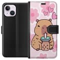 Miniatyrbillede 1 af 3: Apple iPhone 14 Plus Tegnebogsetui Kawaii Capybara Hjerte Anime Stil Sød Design Dyremotiv TikTok Populær Gave Pige
