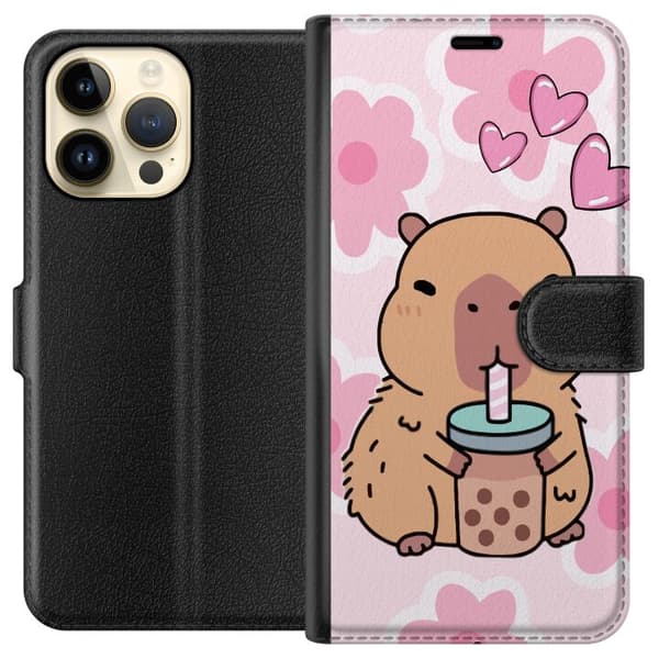 Apple iPhone 14 Pro Max Lompakkokotelo Kawaii Capybara Sydän Anime-tyyli Söpö Suunnittelu Eläinaihe TikTok Suosittu Lahja Tyttö