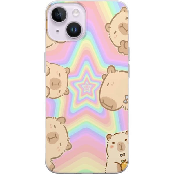 Apple iPhone 14 Plus Gennemsigtig cover Kawaii Capybara Galaxy Sød Anime Dyr Rummotiv Kawaii Trend Gave TikTok Design