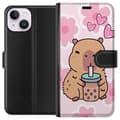 Miniatyrbilde 1 av 3: Apple iPhone 15 Lommeboketui Kawaii Capybara Hjerteanime Stil Søt Design Dyretema TikTok Populær Gave Jente