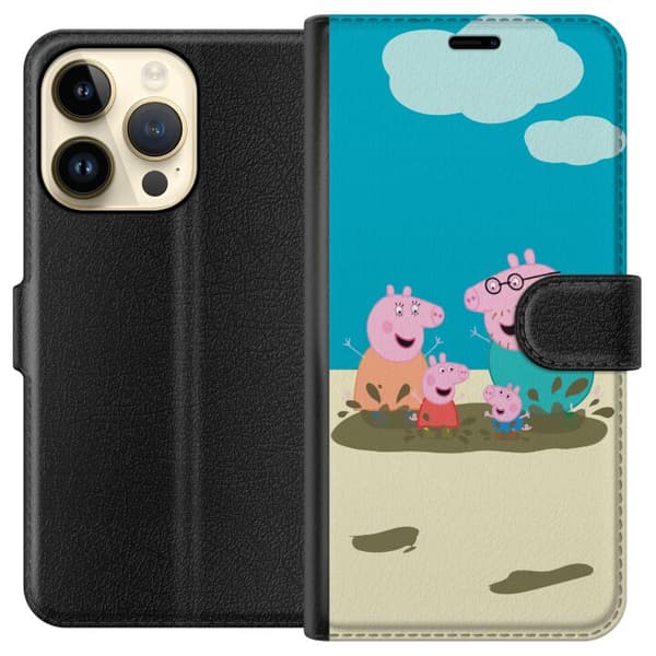 Apple iPhone 15 Pro Lompakkokotelo Greta Possu Perhe Jori Mutapuro Lasten Kuva Sarja Suosittu Lasten Hahmo Ilo