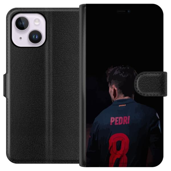 Apple iPhone 15 Plus Tegnebogsetui Pedri FC Barcelona Fodbold Spansk Midtbanespiller Mål Sportsmotivation Fans Børn Ungdom