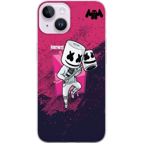Apple iPhone 15 Plus Genomskinligt Skal Marshmello Fortnite Skin Emote Gaming DJ Karaktär Populärt Motiv Barn Ungdom Trend