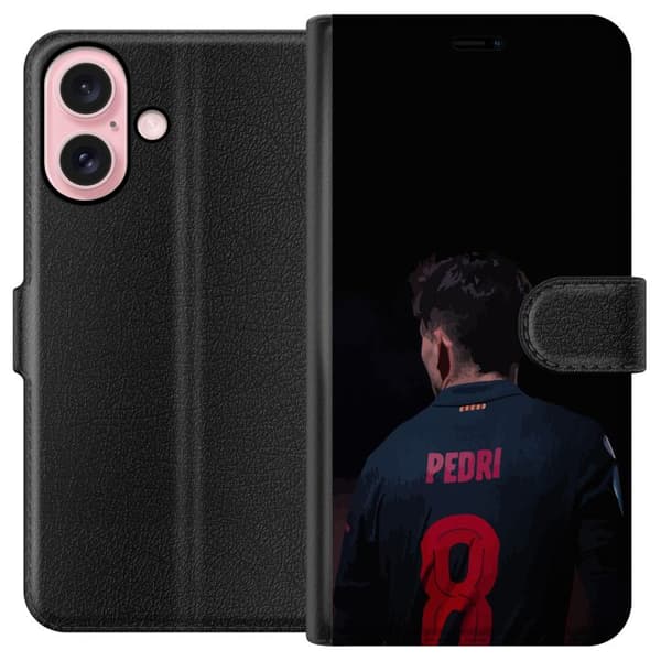 Apple iPhone 16 Lompakkokotelo Pedri FC Barcelona Jalkapallo Espanjalainen Keskikenttäpelaaja Maali Urheilumotivaatio Fanit Lapset Nuoret