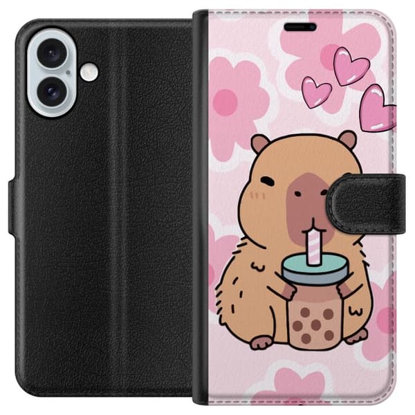 Apple iPhone 16 Plus Lompakkokotelo Kawaii Capybara Sydän Anime-tyyli Söpö Suunnittelu Eläinaihe TikTok Suosittu Lahja Tyttö