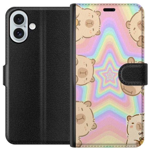 Apple iPhone 16 Plus Lompakkokotelo Kawaii Capybara Galaxy Söpö Anime Eläin Avaruusteema Kawaii Trendi Lahja TikTok-suunnittelu