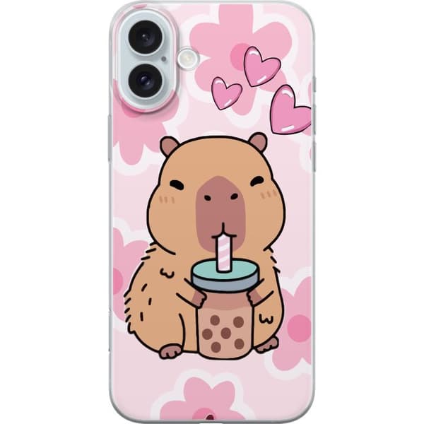 Apple iPhone 16 Plus Läpinäkyvä kuori Kawaii Capybara Sydän Anime-tyyli Söpö Suunnittelu Eläinaihe TikTok Suosittu Lahja Tyttö