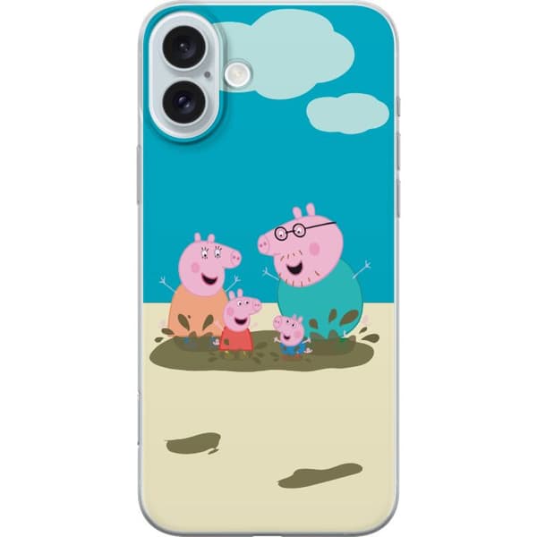 Apple iPhone 16 Plus Genomskinligt Skal Greta Gris Familjen George Lerpöl Barnmotiv Serie Populär Barnkaraktär Glädje