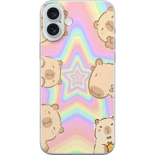 Apple iPhone 16 Plus Gennemsigtig cover Kawaii Capybara Galaxy Sød Anime Dyr Rummotiv Kawaii Trend Gave TikTok Design
