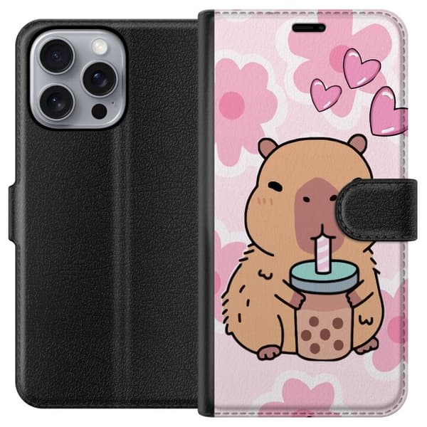 Apple iPhone 16 Pro Max Lompakkokotelo Kawaii Capybara Sydän Anime-tyyli Söpö Suunnittelu Eläinaihe TikTok Suosittu Lahja Tyttö