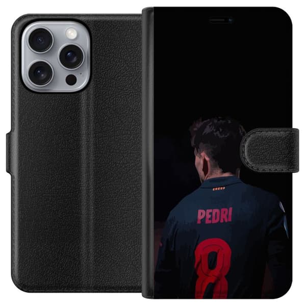 Apple iPhone 16 Pro Max Plånboksfodral Pedri FC Barcelona Fotboll Spansk Mittfältare Mål Sportmotiv Fans Barn Ungdom
