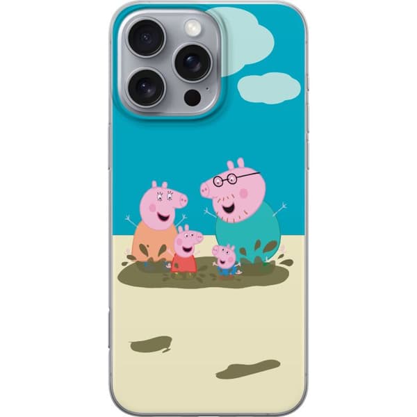 Apple iPhone 16 Pro Max Gennemsigtig cover Greta Gris Familie Georg Mudderpøl Børnemotiv Serie Populær Børnekarakter Glæde