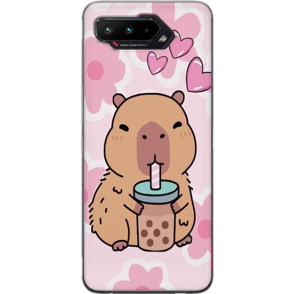 Asus ROG Phone 5 Gjennomsiktig deksel Kawaii Capybara Hjerteanime Stil Søt Design Dyretema TikTok Populær Gave Jente