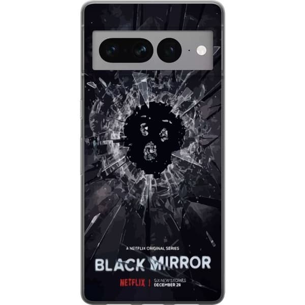 Google Pixel 7 Pro Gennemsigtig cover Black Mirror Sci-Fi Netflix Serie Dystopi Teknologi Cyberpunk Mørkt TV Videospil Tema