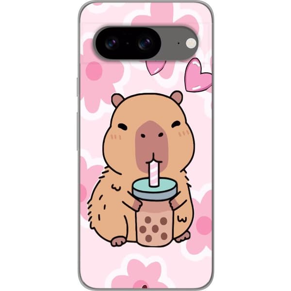Google Pixel 8 Gjennomsiktig deksel Kawaii Capybara Hjerteanime Stil Søt Design Dyretema TikTok Populær Gave Jente