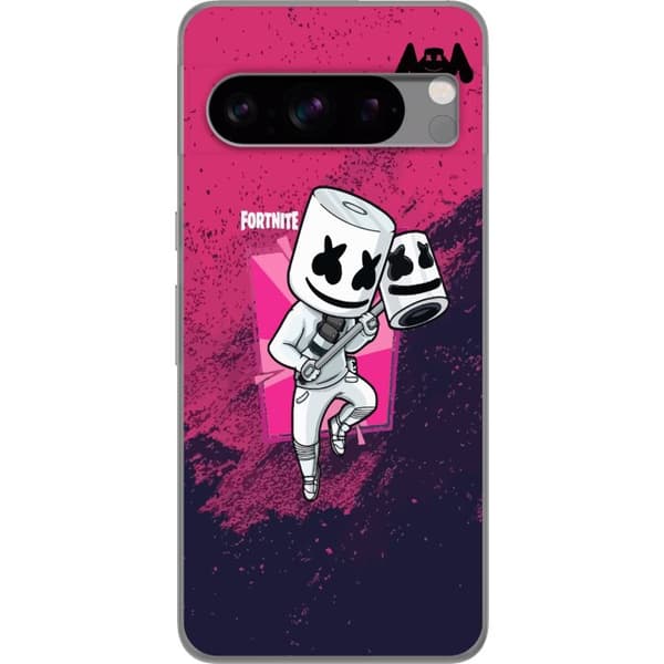 Google Pixel 8 Pro Genomskinligt Skal Marshmello Fortnite Skin Emote Gaming DJ Karaktär Populärt Motiv Barn Ungdom Trend