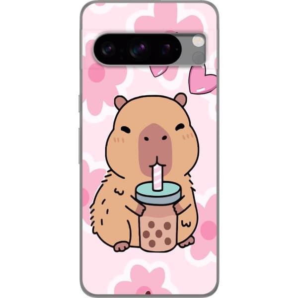 Google Pixel 8 Pro Gennemsigtig cover Kawaii Capybara Hjerte Anime Stil Sød Design Dyremotiv TikTok Populær Gave Pige