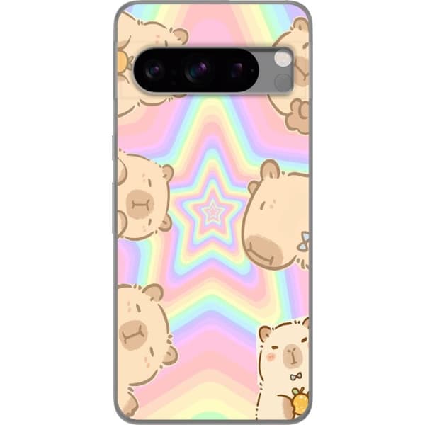 Google Pixel 8 Pro Genomskinligt Skal Kawaii Capybara Galaxy Söt Anime Djur Rymdmotiv Kawaii Trend Present TikTok Design