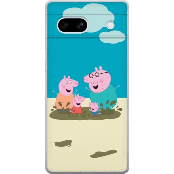 Google Pixel 7a Genomskinligt Skal Greta Gris Familjen George Lerpöl Barnmotiv Serie Populär Barnkaraktär Glädje