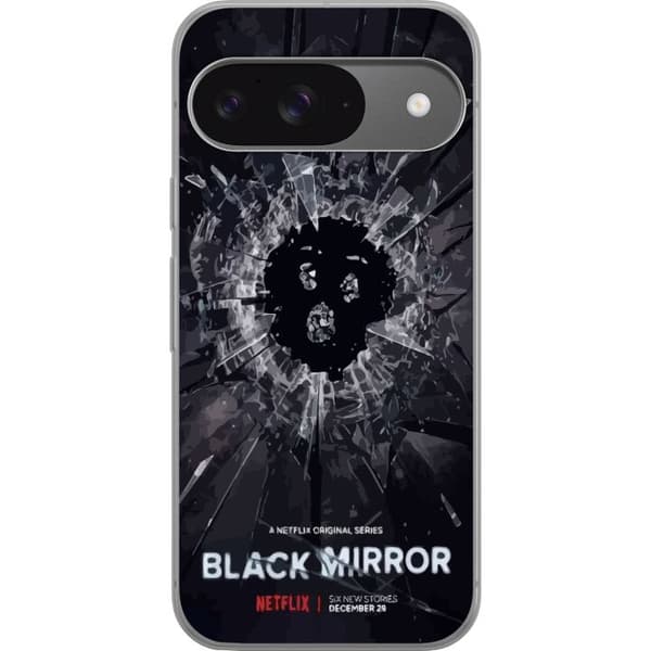 Google Pixel 9 Pro Gennemsigtig cover Black Mirror Sci-Fi Netflix Serie Dystopi Teknologi Cyberpunk Mørkt TV Videospil Tema