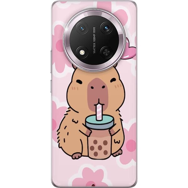 Honor Magic7 Lite Gennemsigtig cover Kawaii Capybara Hjerte Anime Stil Sød Design Dyremotiv TikTok Populær Gave Pige
