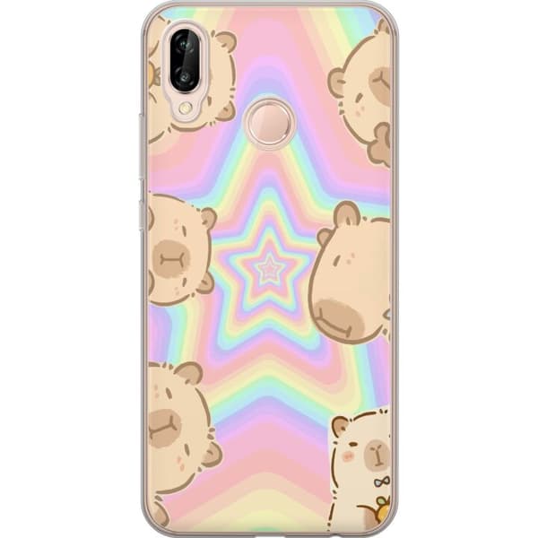 Huawei P20 lite Genomskinligt Skal Kawaii Capybara Galaxy Söt Anime Djur Rymdmotiv Kawaii Trend Present TikTok Design