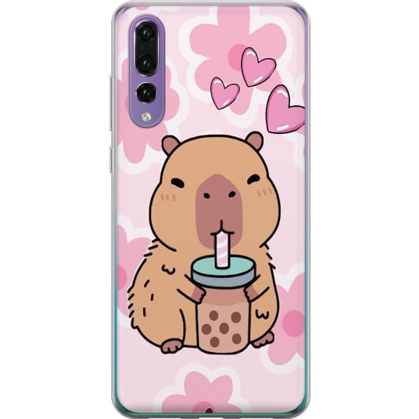 Huawei P20 Pro Gennemsigtig cover Kawaii Capybara Hjerte Anime Stil Sød Design Dyremotiv TikTok Populær Gave Pige