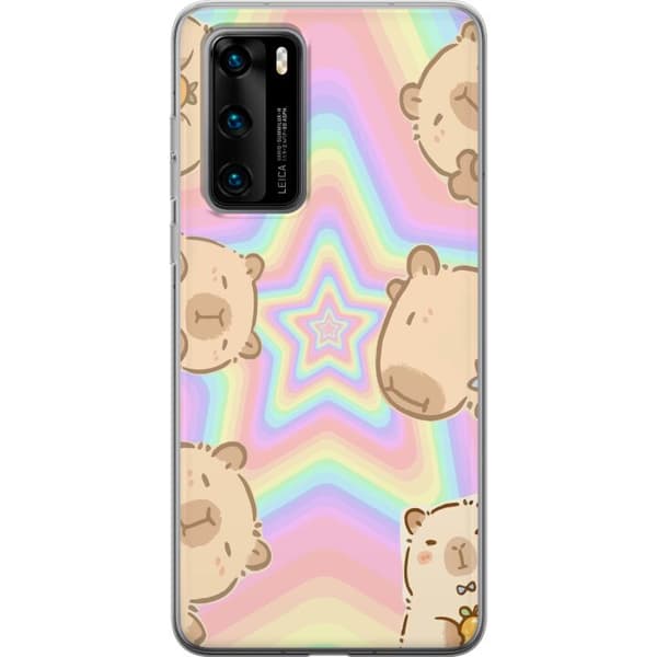 Huawei P40 Gjennomsiktig deksel Kawaii Capybara Galaxy Søt Anime Dyr Romtema Kawaii Trend Gave TikTok Design