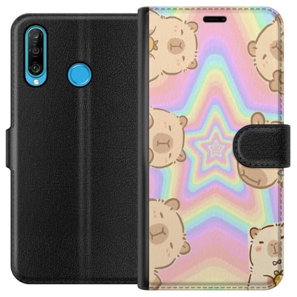 Huawei P30 lite Lommeboketui Kawaii Capybara Galaxy Søt Anime Dyr Romtema Kawaii Trend Gave TikTok Design