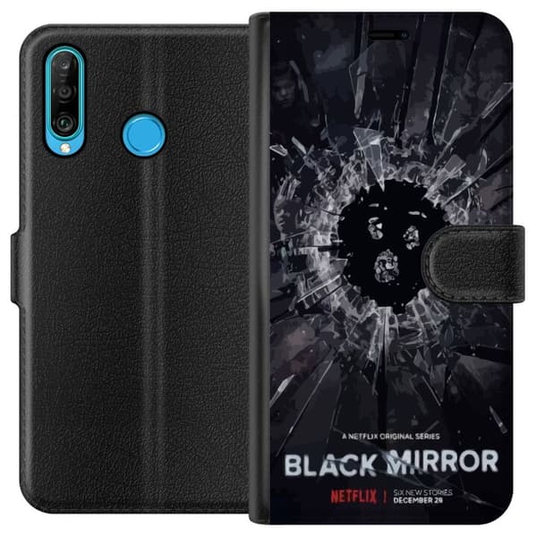 Huawei P30 lite Tegnebogsetui Black Mirror Sci-Fi Netflix Serie Dystopi Teknologi Cyberpunk Mørkt TV Videospil Tema