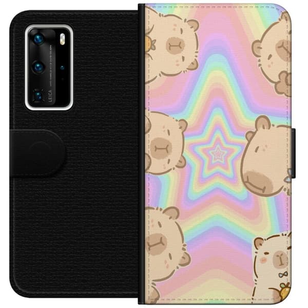 Huawei P40 Pro Lommeboketui Kawaii Capybara Galaxy Søt Anime Dyr Romtema Kawaii Trend Gave TikTok Design