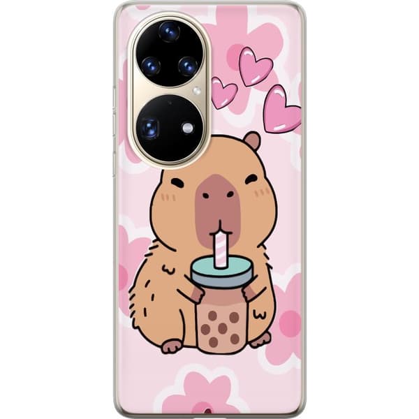 Huawei P50 Pro Genomskinligt Skal Kawaii Capybara Hjärtan Anime Stil Söt Design Djurmotiv TikTok Populärt Present Tjej