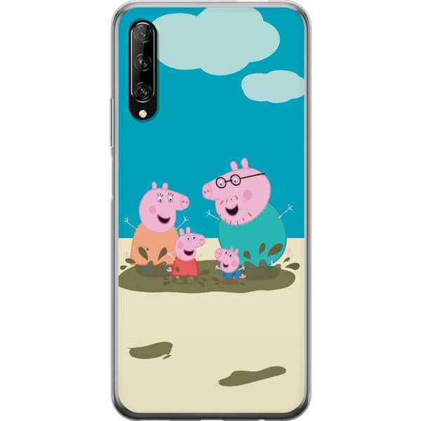 Huawei P smart Pro 2019 Gennemsigtig cover Greta Gris Familie Georg Mudderpøl Børnemotiv Serie Populær Børnekarakter Glæde