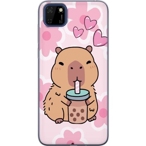 Huawei Y5p Läpinäkyvä kuori Kawaii Capybara Sydän Anime-tyyli Söpö Suunnittelu Eläinaihe TikTok Suosittu Lahja Tyttö