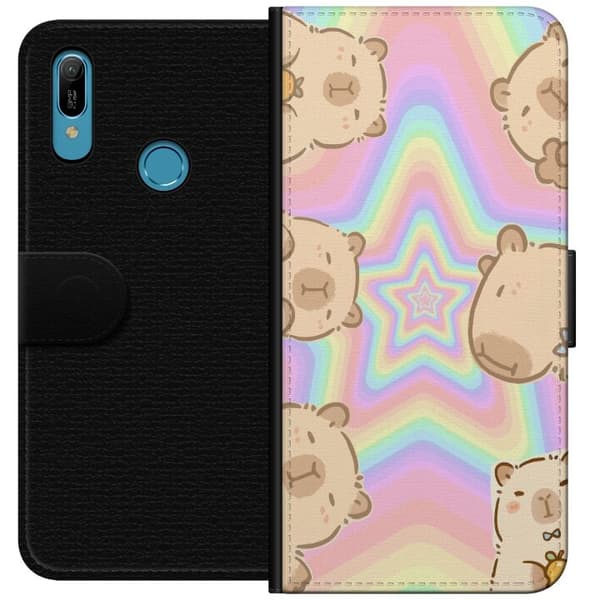 Huawei Y6 (2019) Lompakkokotelo Kawaii Capybara Galaxy Söpö Anime Eläin Avaruusteema Kawaii Trendi Lahja TikTok-suunnittelu