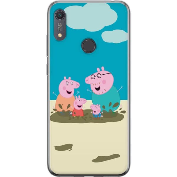 Huawei Y6s (2019) Gennemsigtig cover Greta Gris Familie Georg Mudderpøl Børnemotiv Serie Populær Børnekarakter Glæde