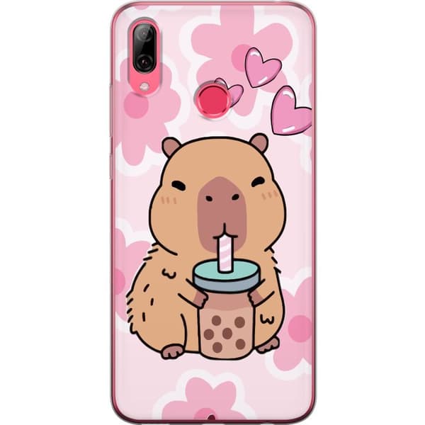 Huawei Y7 (2019) Gennemsigtig cover Kawaii Capybara Hjerte Anime Stil Sød Design Dyremotiv TikTok Populær Gave Pige