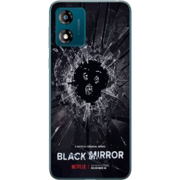 Motorola Moto E13 Gjennomsiktig deksel Black Mirror Sci-Fi Netflix Serie Dystopi Teknologi Cyberpunk Mørkt TV Videospill Tema